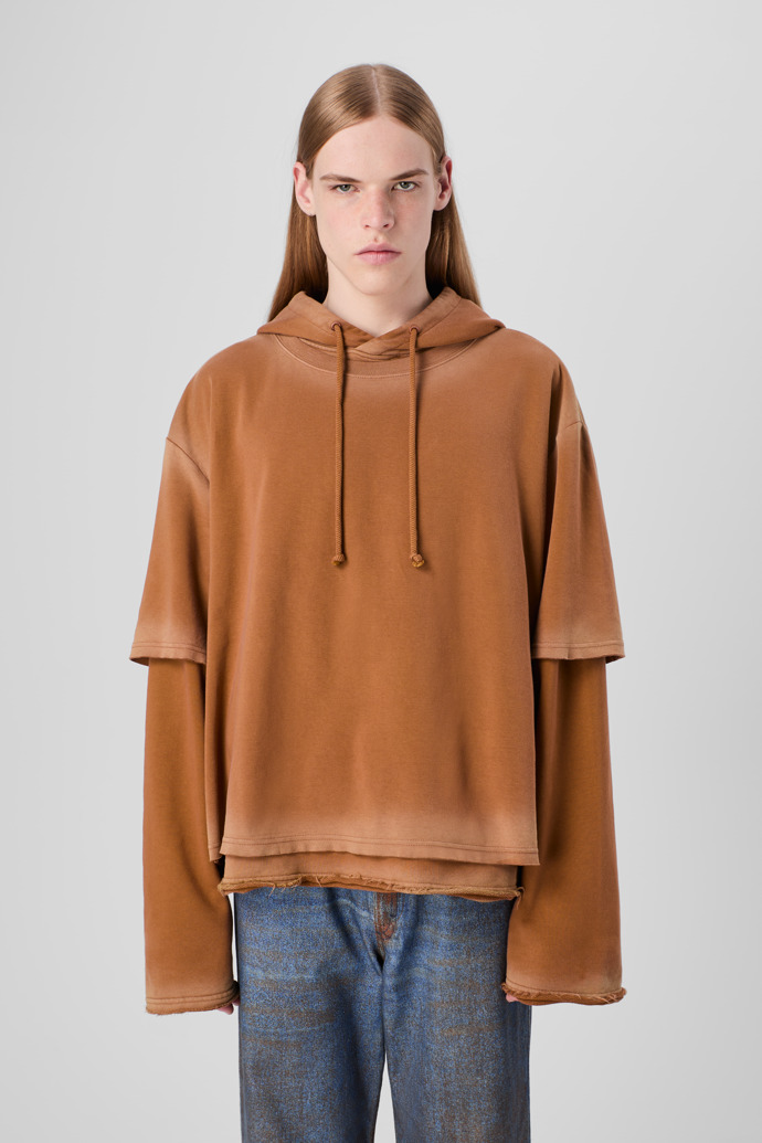 CAMPERLAB JERSEY Sudadera con capucha terracota desteñida de algodón orgánico