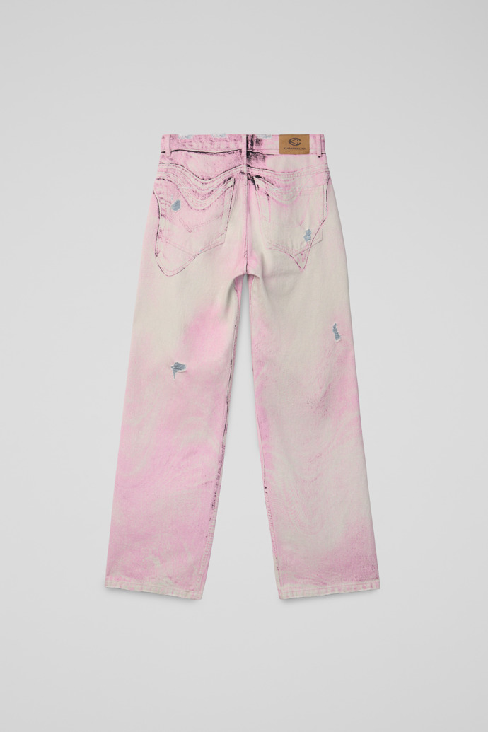 DISTORTED PRINT DISTRESSED DENIM JEANS