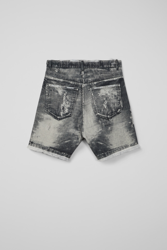 CORDUROY PRINT DENIM CUTOFF SHORTS NOIR