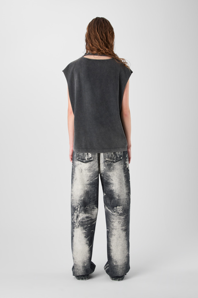 CORDUROY PRINT DENIM LOOSE JEANS BLACK