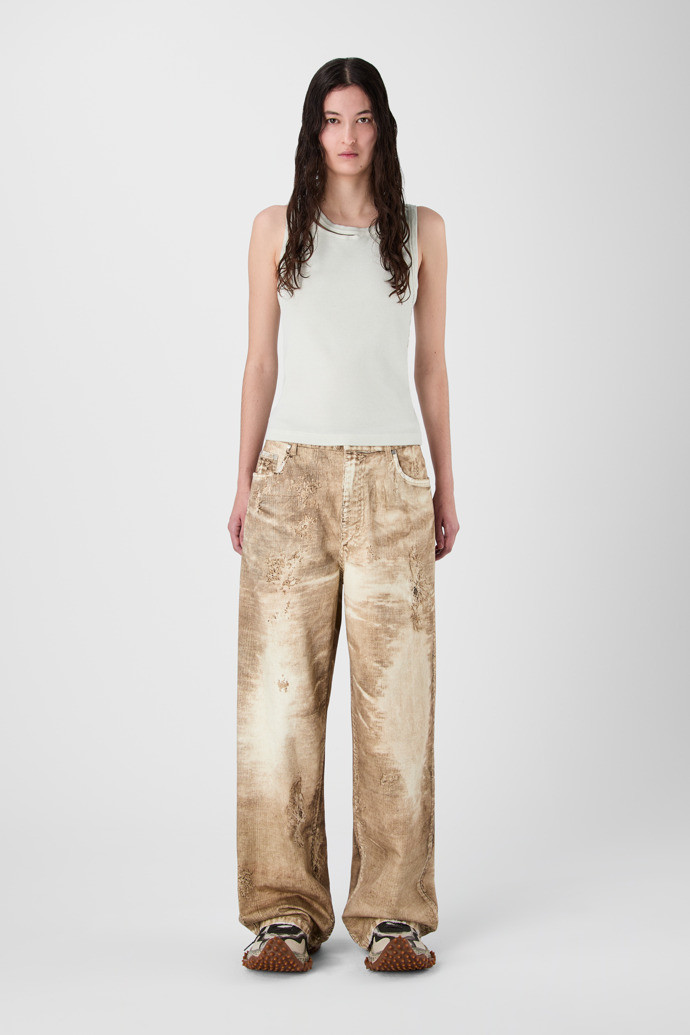 CORDUROY PRINT DENIM LOOSE JEANS BEIX