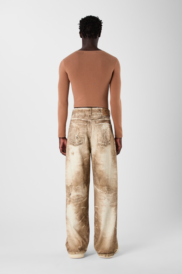 CORDUROY PRINT DENIM LOOSE JEANS BEIGE