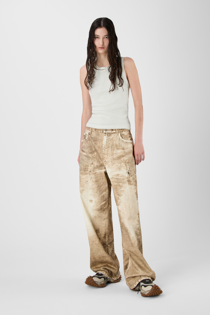 CORDUROY PRINT DENIM LOOSE JEANS BEIX