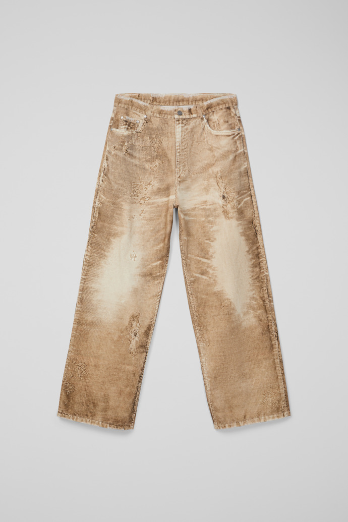 CORDUROY PRINT DENIM LOOSE JEANS BEIGE