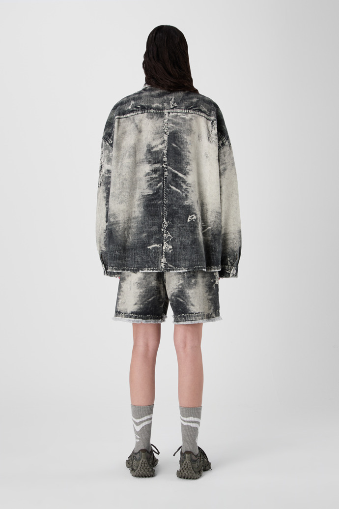 CORDUROY PRINT DENIM SHIRT BLACK