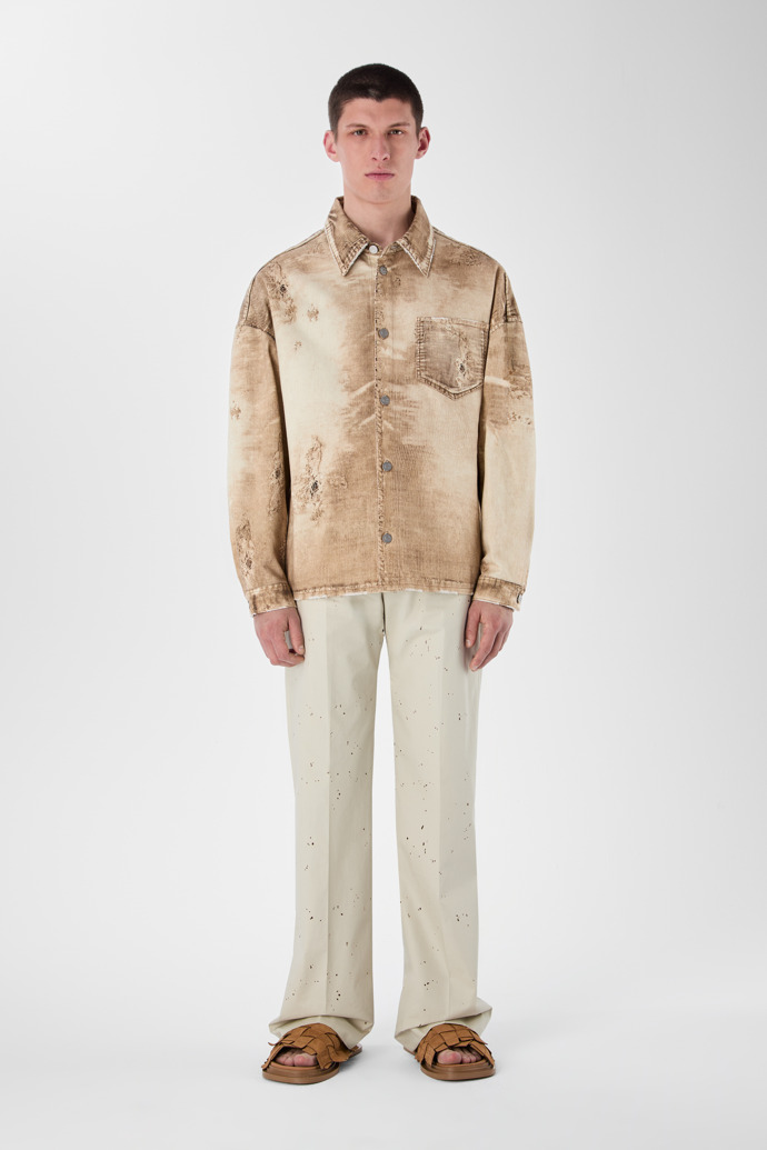 CORDUROY PRINT DENIM SHIRT BEIGE