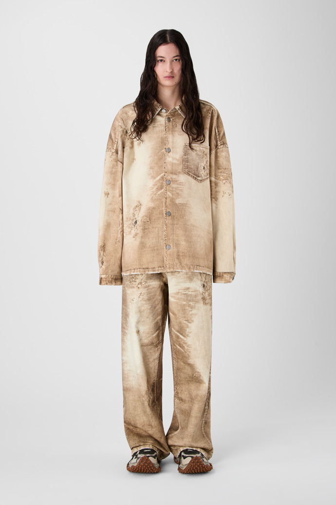 CORDUROY PRINT DENIM SHIRT BEIGE