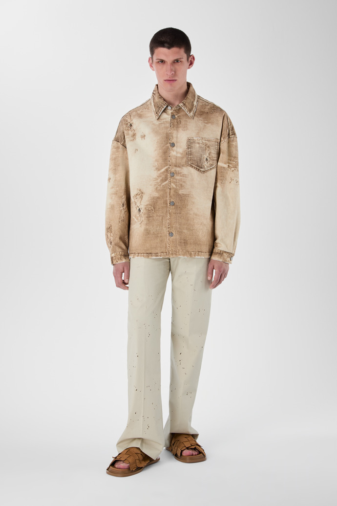 CORDUROY PRINT DENIM SHIRT BEIGE