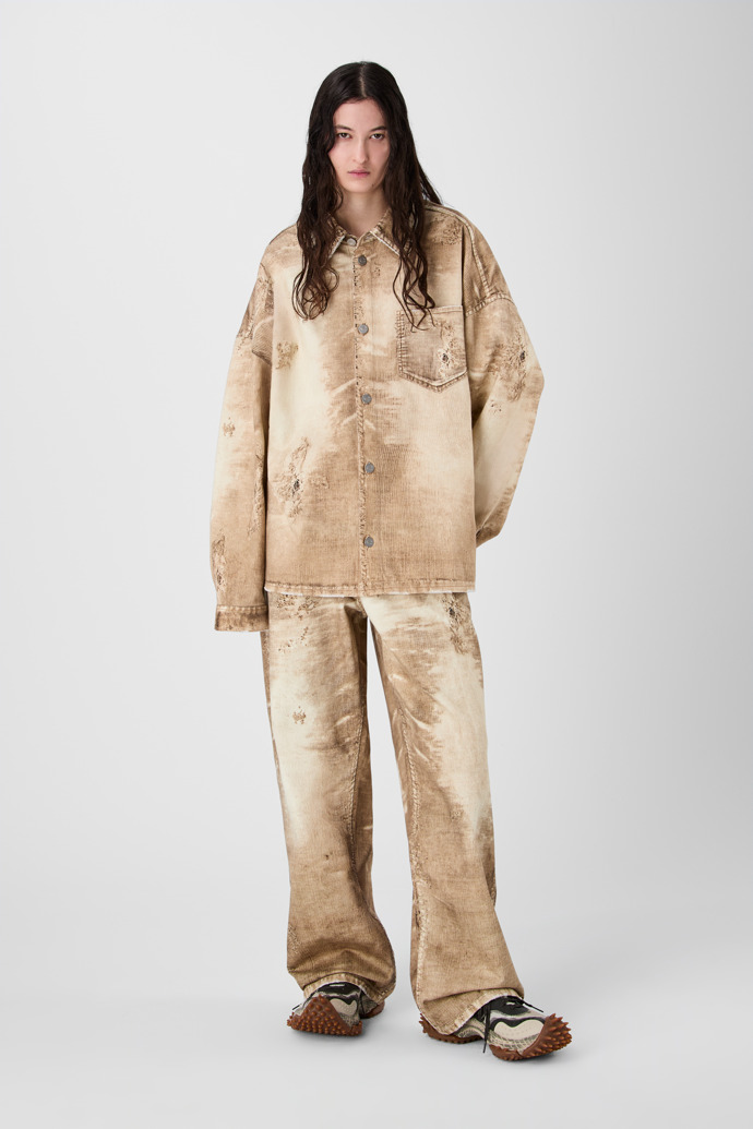 CORDUROY PRINT DENIM SHIRT BEIGE