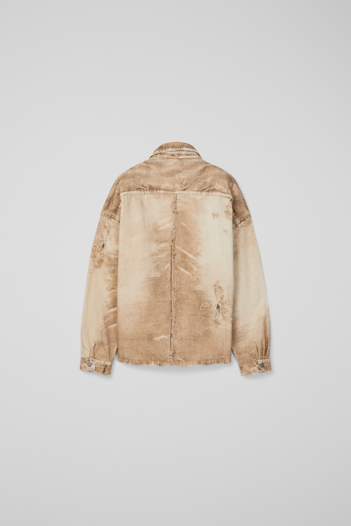 Back view of CORDUROY PRINT DENIM SHIRT BEIGE