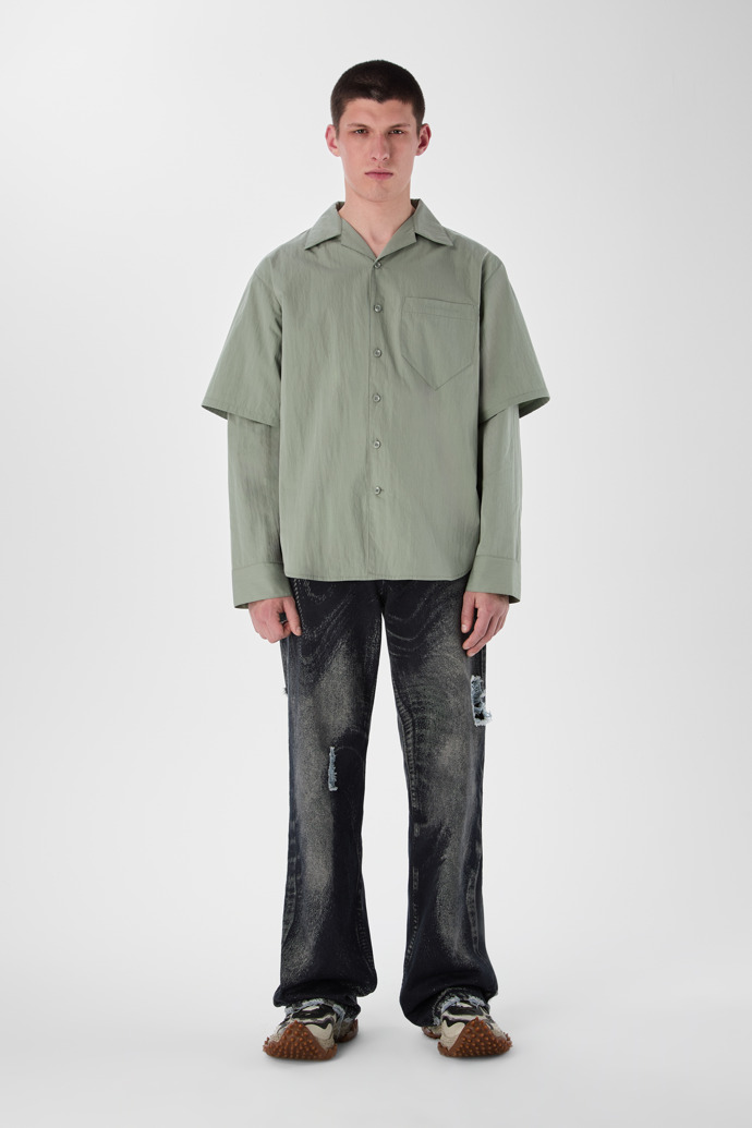LAYERED HYBRID SHIRT Camisa grisa