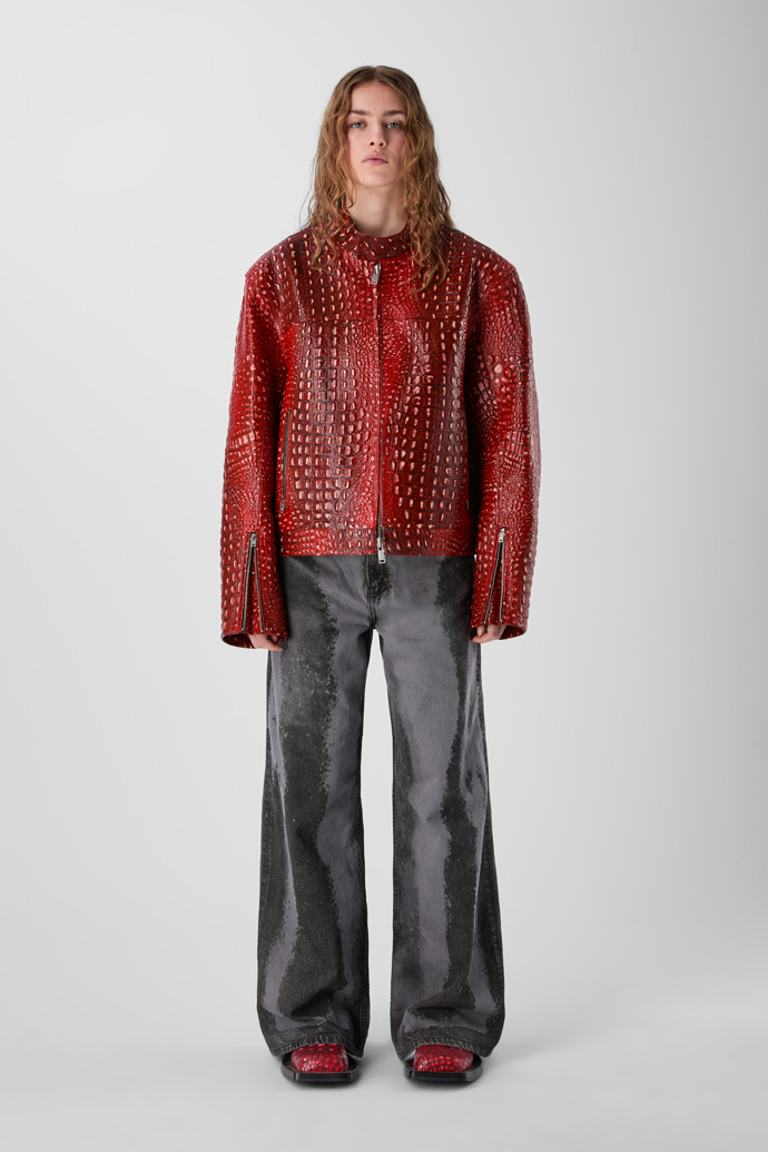 LEATHER MOTO JACKET ROJO