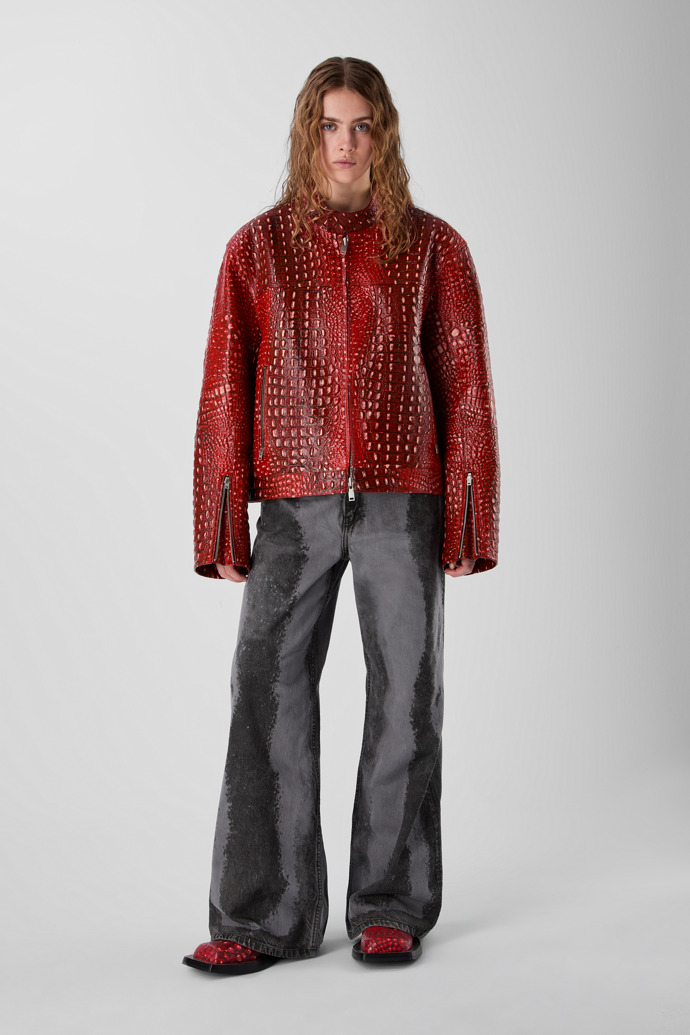 LEATHER MOTO JACKET ROJO
