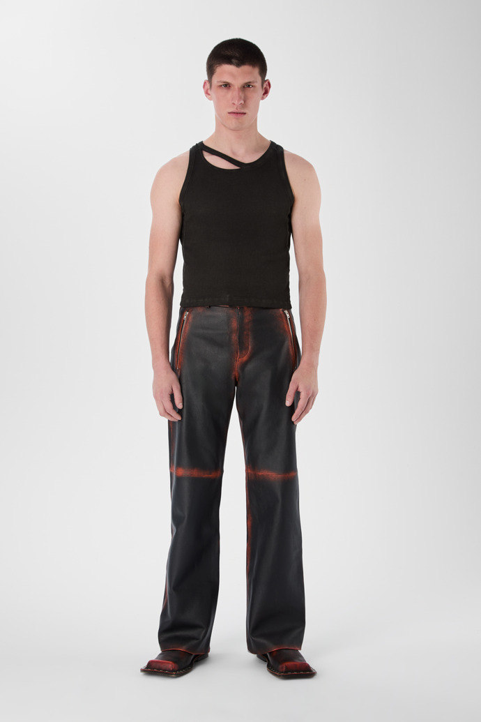 LEATHER MOTO TROUSERS NEGRE