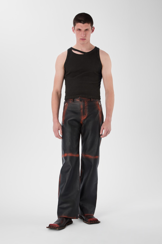 LEATHER MOTO TROUSERS NEGRE