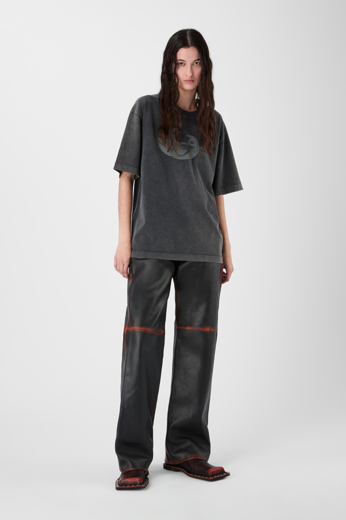 LEATHER MOTO TROUSERS NEGRE
