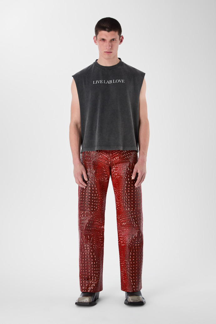 LEATHER MOTO TROUSERS VERMELL