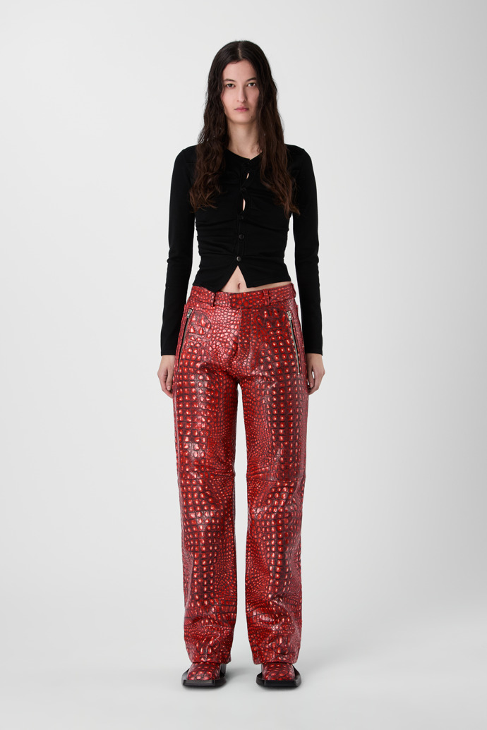 LEATHER MOTO TROUSERS VERMELL