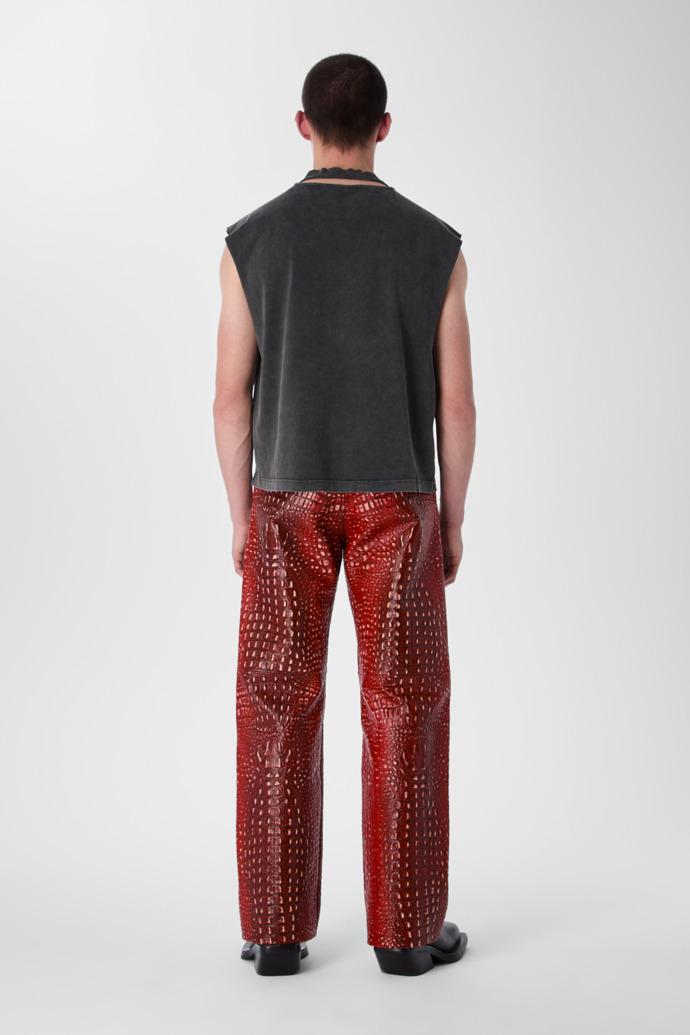 LEATHER MOTO TROUSERS VERMELL