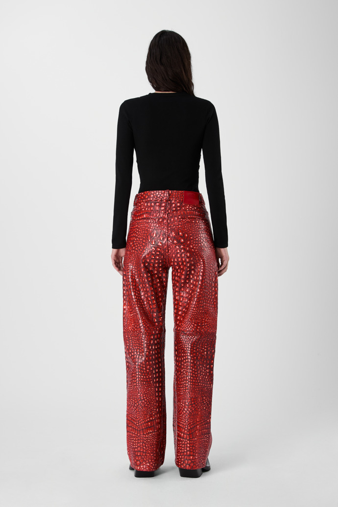 LEATHER MOTO TROUSERS VERMELL