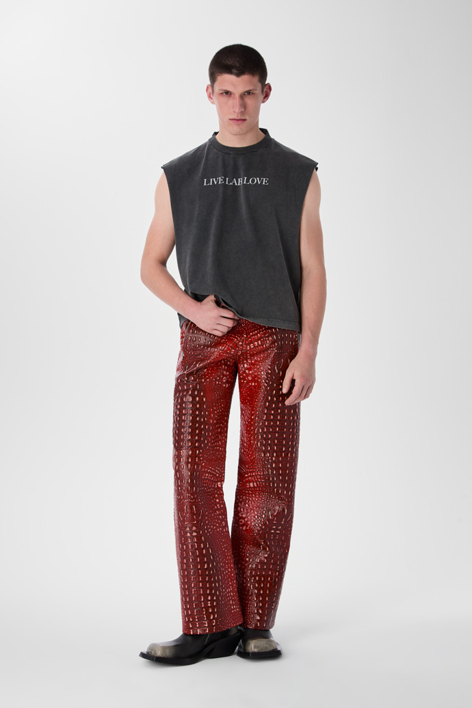 LEATHER MOTO TROUSERS VERMELL