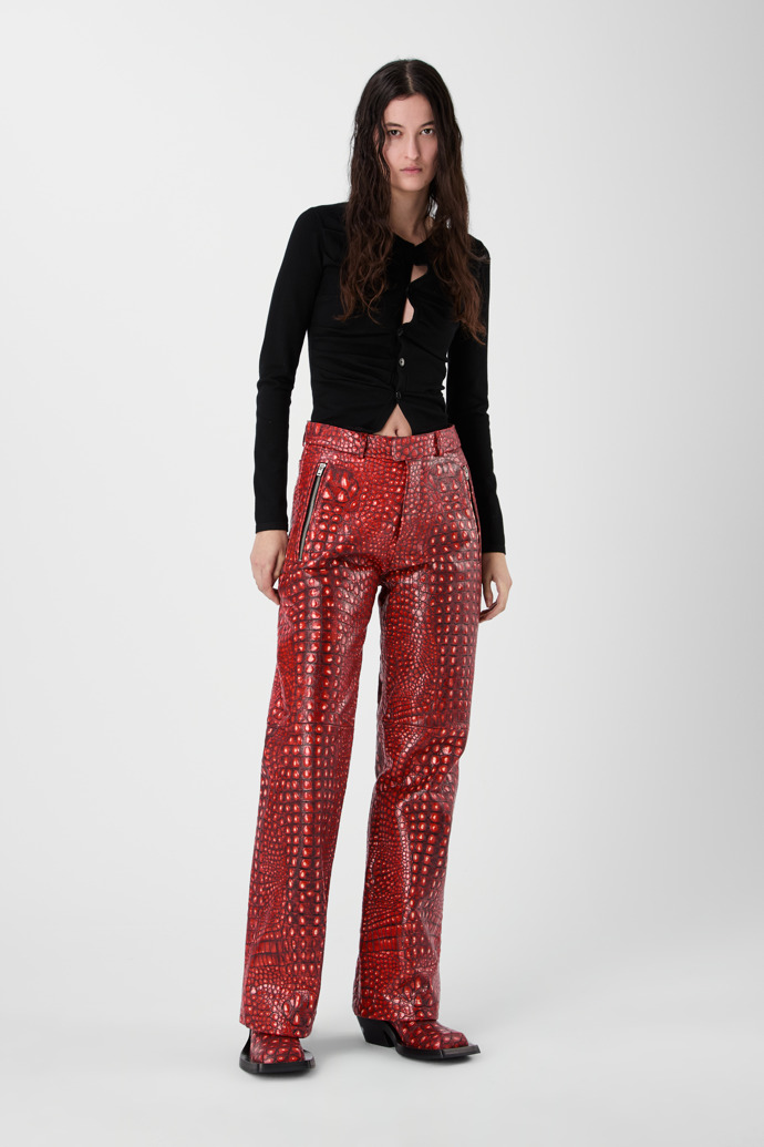 LEATHER MOTO TROUSERS VERMELL