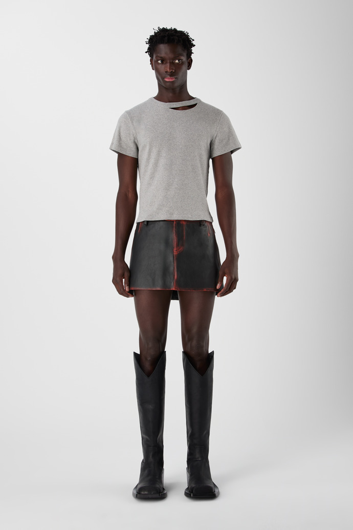 LEATHER MOTO MINI SKIRT NEGRE
