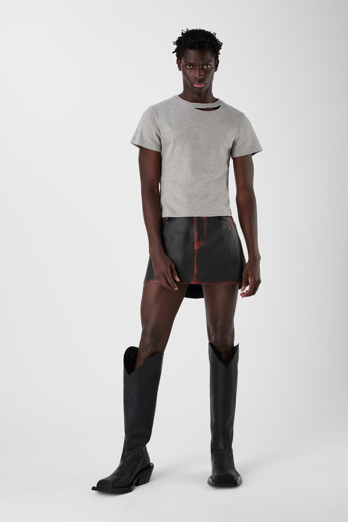 LEATHER MOTO MINI SKIRT NEGRE