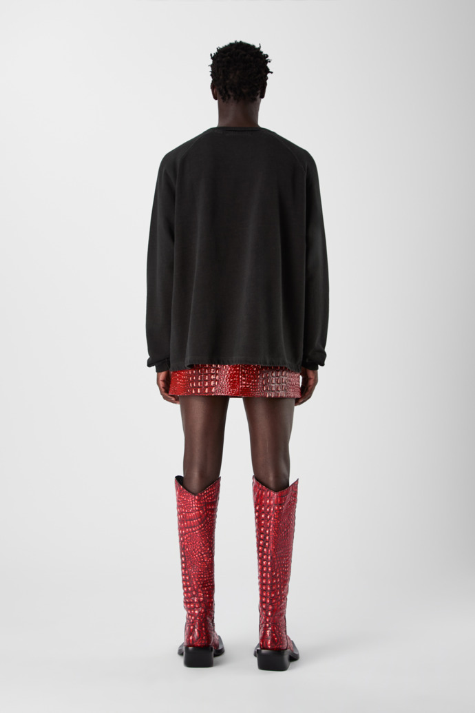 LEATHER MOTO MINI SKIRT Vermell