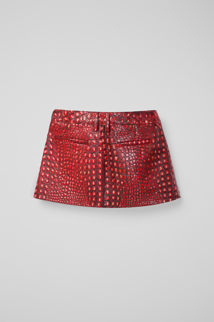 LEATHER MOTO MINI SKIRT Vermell