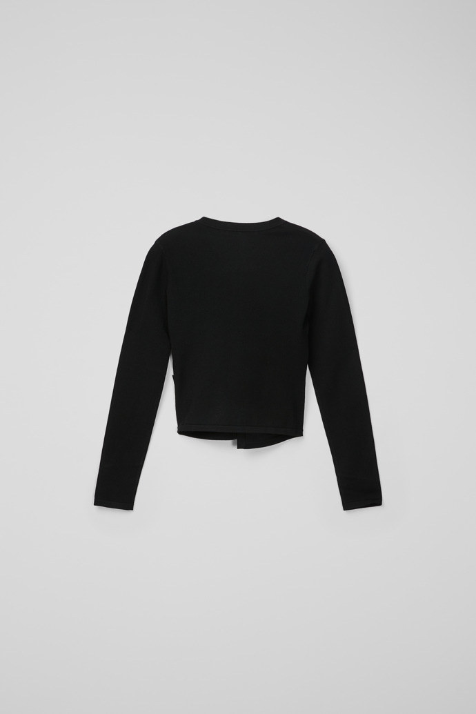 Back view of SLIM KNIT CARDIGAN BLACK