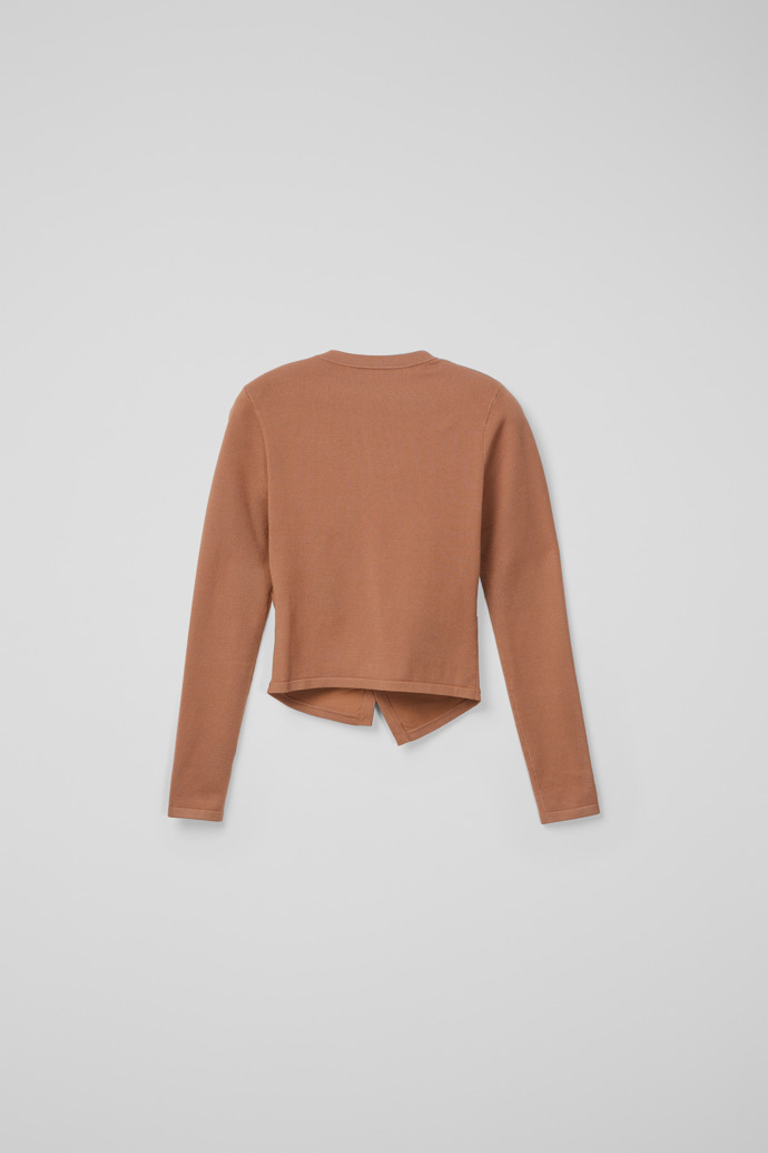 Back view of SLIM KNIT CARDIGAN BEIGE