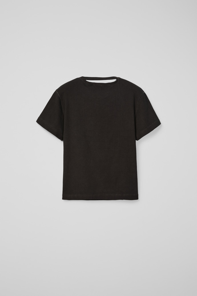 Back view of CUT-OUT RIBBED SLIM FIT T-SHIRT FADED BLACK