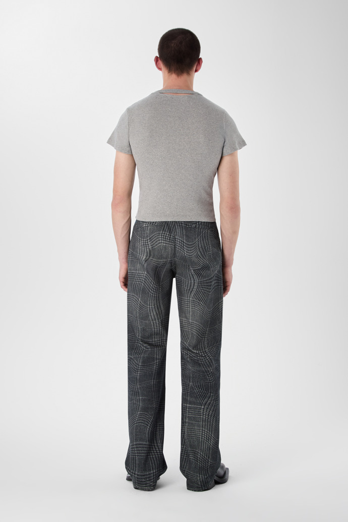 CUT-OUT RIBBED SLIM FIT T-SHIRT Grau meliert