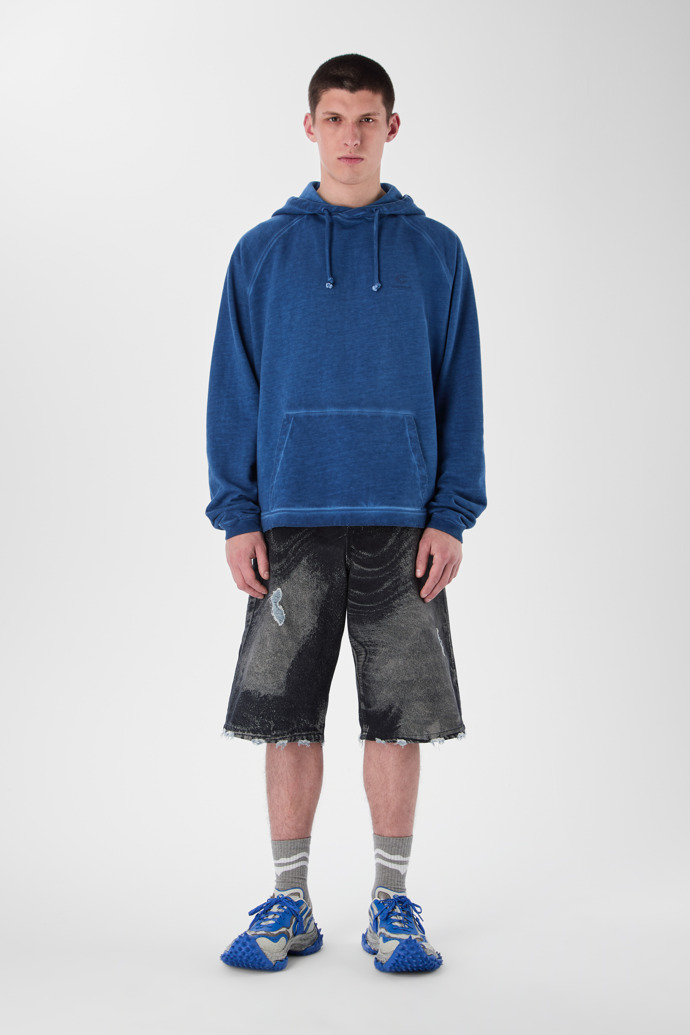 LOGO BOXY HOODIE FADED INDIGO