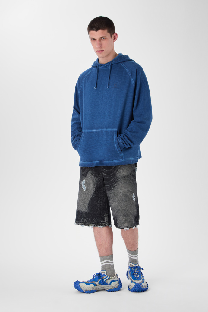 LOGO BOXY HOODIE FADED INDIGO