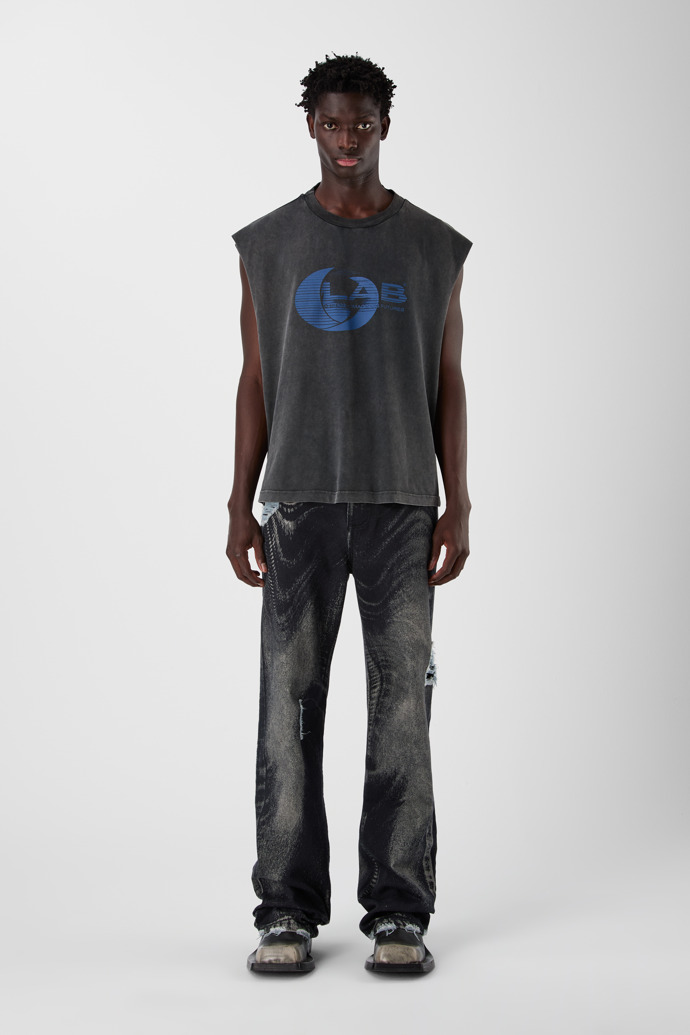 ARTWORK SLEEVELESS TANK TOP negre-índigo