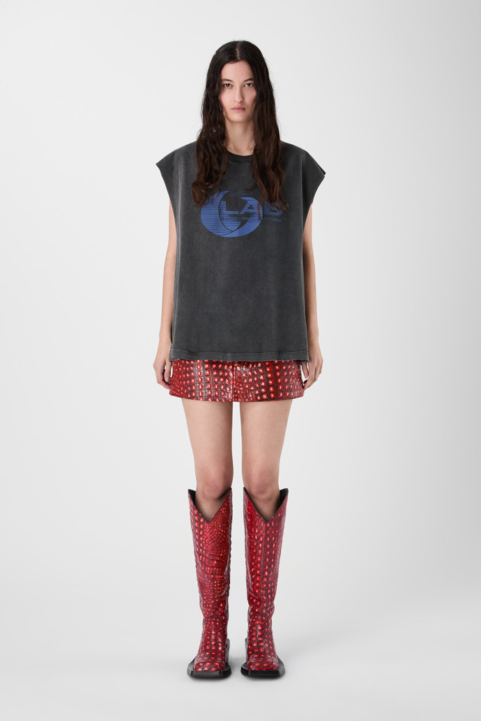 ARTWORK SLEEVELESS TANK TOP negre-índigo