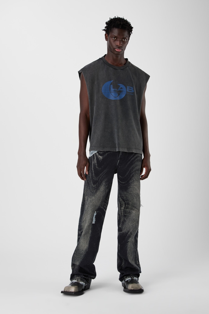 ARTWORK SLEEVELESS TANK TOP negre-índigo