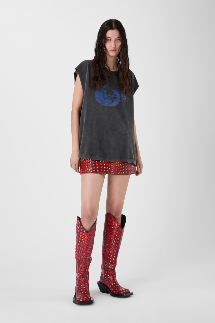 ARTWORK SLEEVELESS TANK TOP negre-índigo