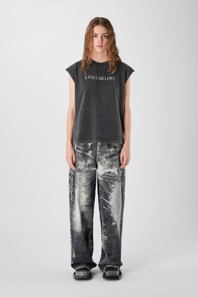 ARTWORK SLEEVELESS TANK TOP Negre, gris