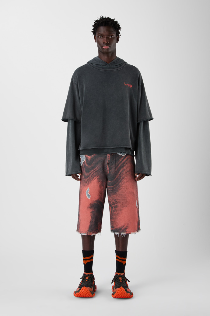 LAYERED JERSEY HOODIE negre esvaït