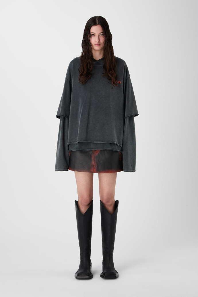 LAYERED JERSEY HOODIE negre esvaït