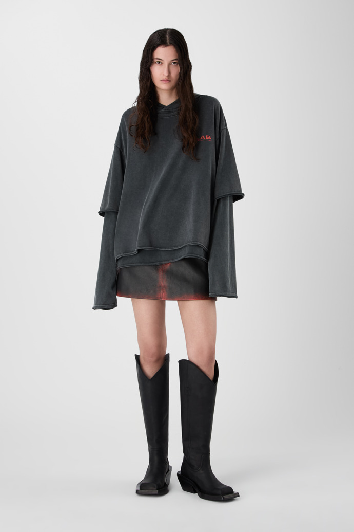 LAYERED JERSEY HOODIE negre esvaït
