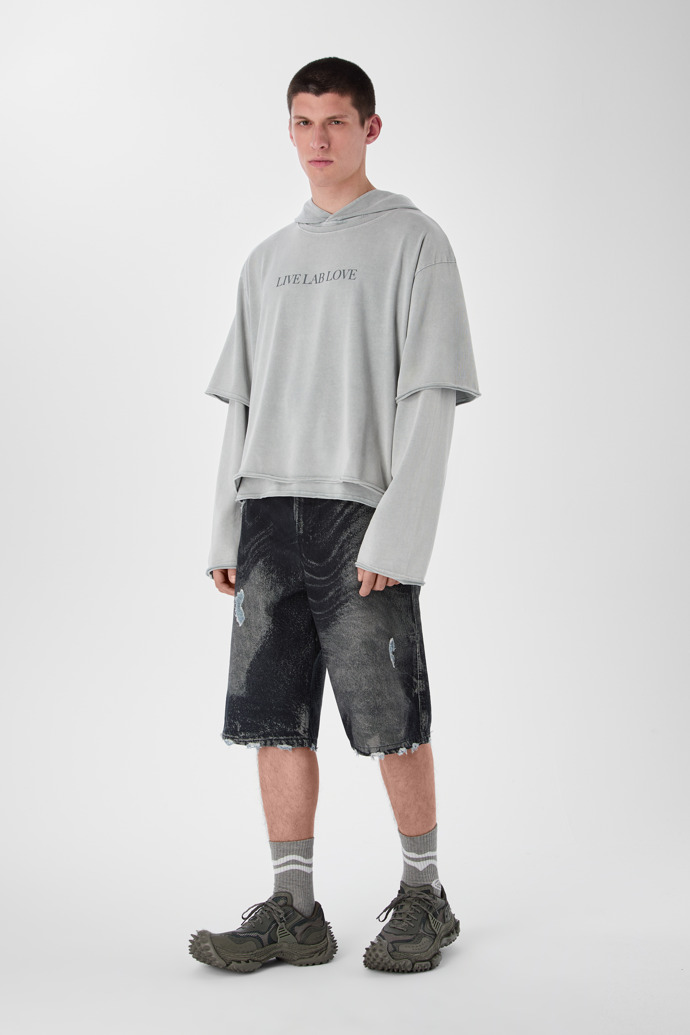 LAYERED JERSEY HOODIE Gris clar