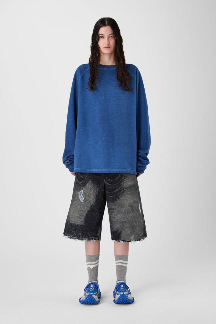 LOGO BOXY CREWNECK FADED INDIGO