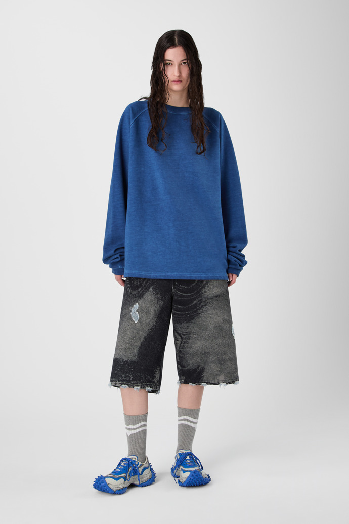 LOGO BOXY CREWNECK FADED INDIGO