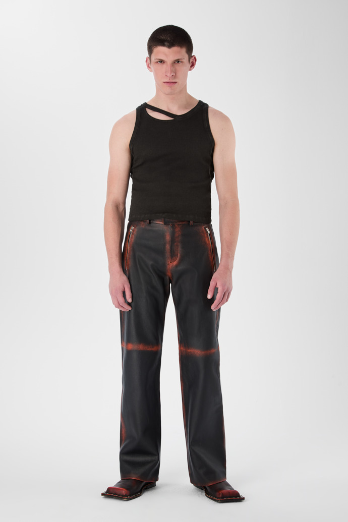 CUT-OUT RIBBED TANK TOP Verblasstes Schwarz