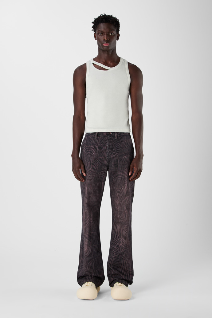 CUT-OUT RIBBED TANK TOP Hellgrau