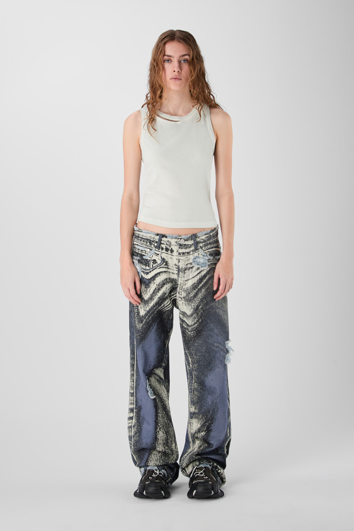 CUT-OUT RIBBED TANK TOP Gris claro